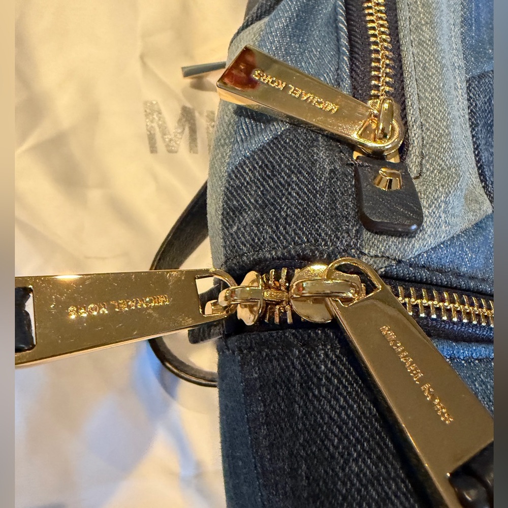 Michael Kors Blue Denim Patchwork Backpack - image 4